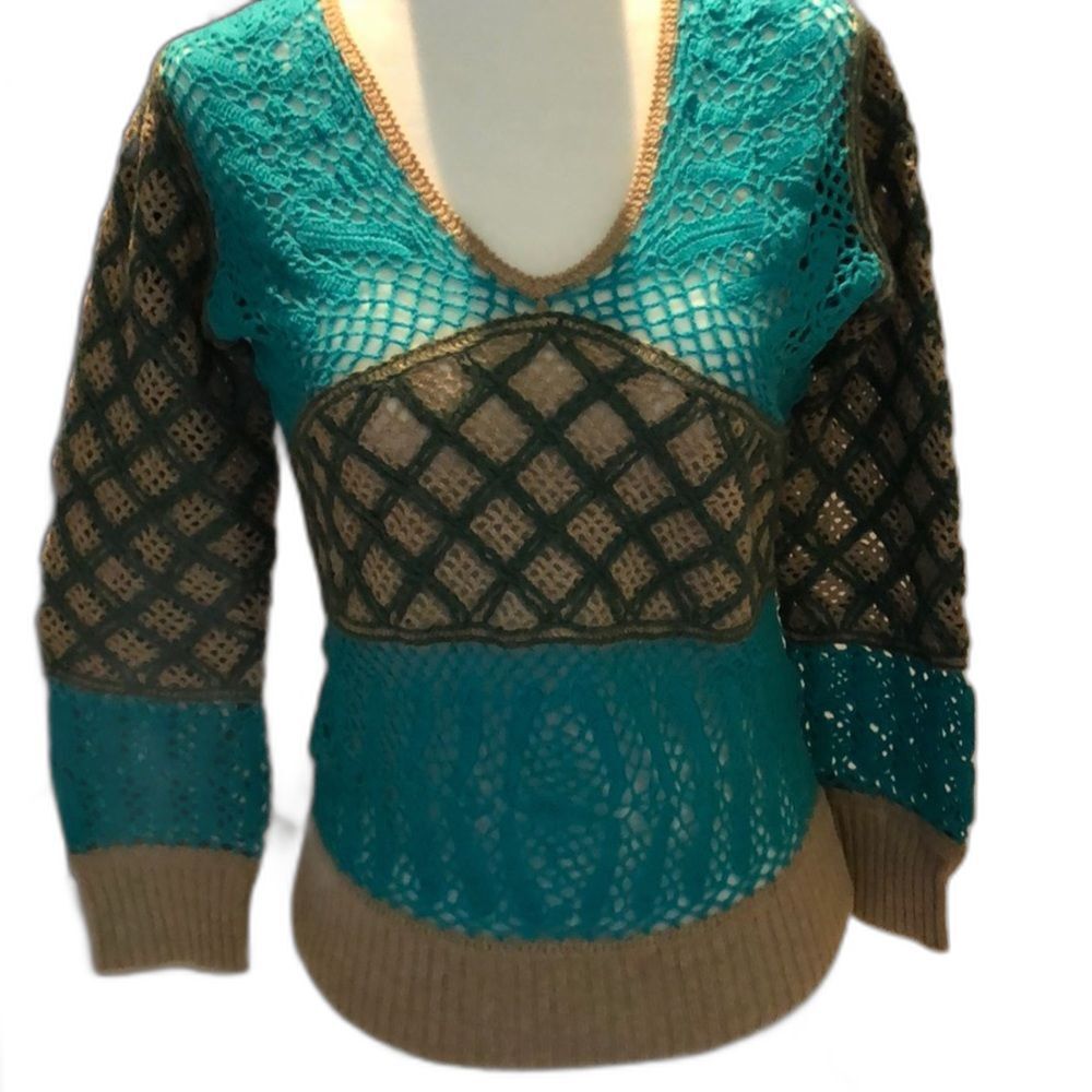 Marc Jacobs Open-Knit Colorblock Sweater Size S